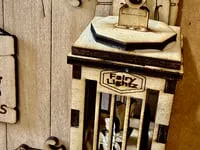 [Laser cut and engrave] Wooden Hobbit Gnome Door with Lantern Mailbox for Garden