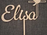 [Laser cut and engrave] Personalisierter Tortenstecker Elisa mit Kreuz und Taube zur Taufe oder Kommunion