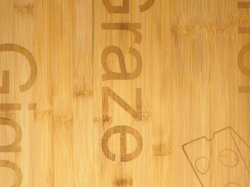 Bamboo Charcuterie Board with Welcoming Words and Food Motifs