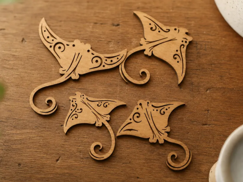 Stingray Shaped Wooden Wall Art Ornaments