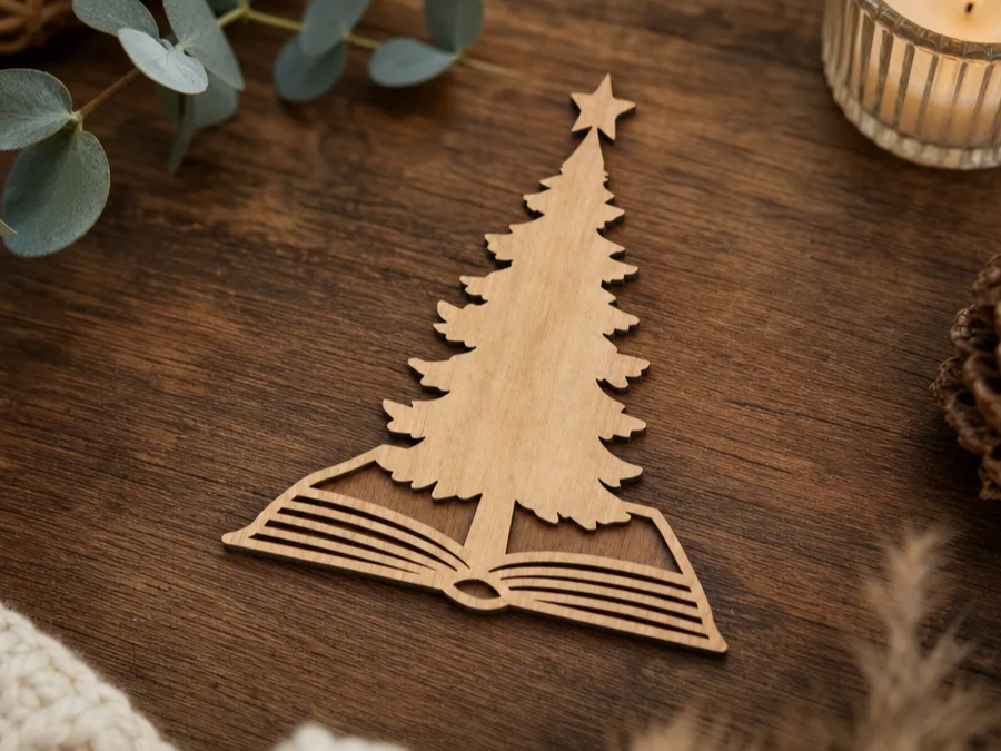Christmas Tree and Open Book Ornament free Christmas SVG laser cut design