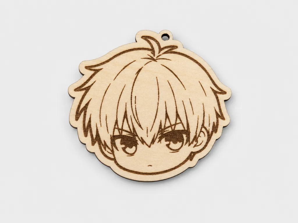 Porte-clés Blue Lock en bois avec visage Yoichi Isagi
