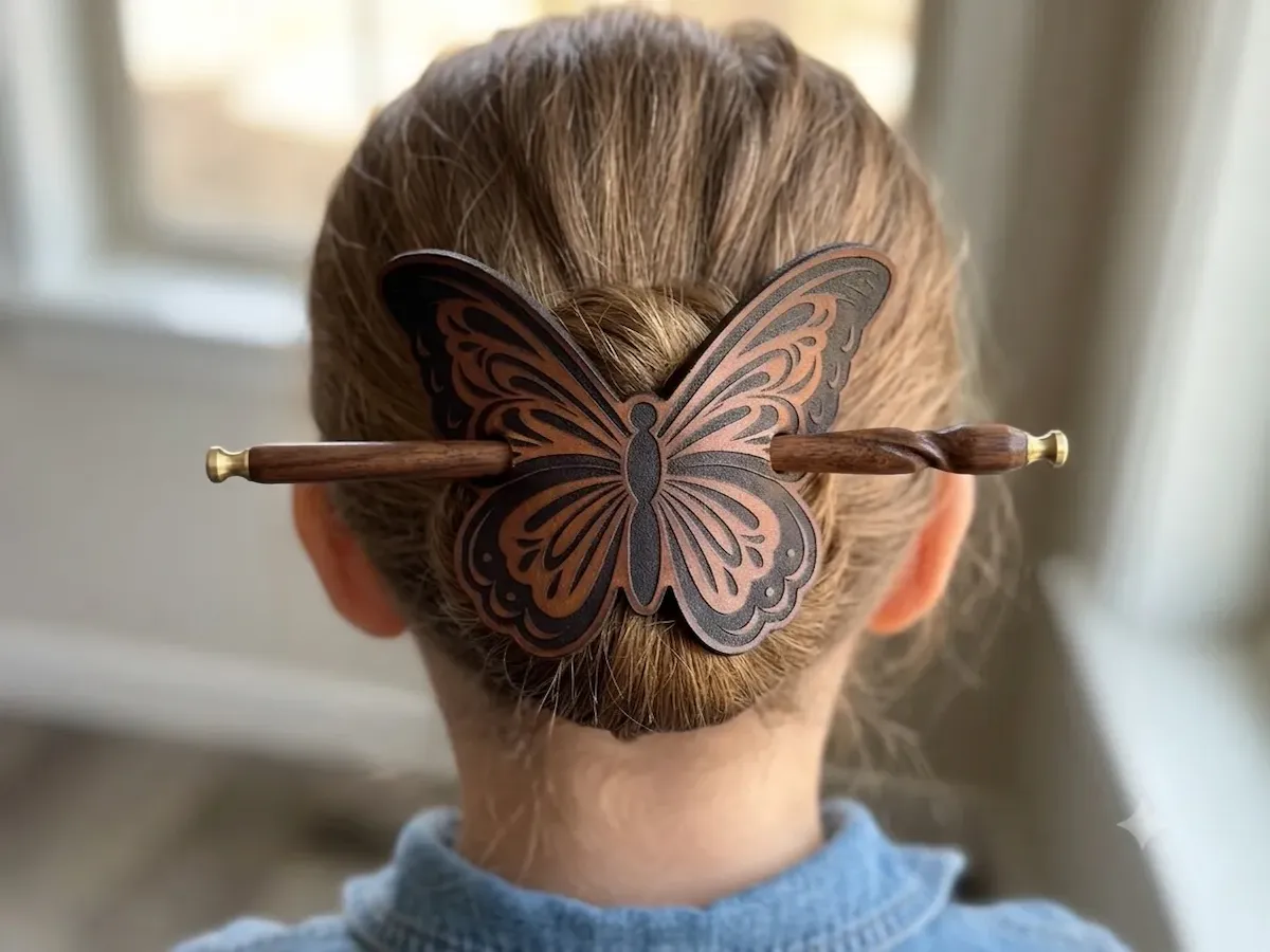 お革なバレッタ④ Leather Butterfly Hair Barrette