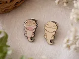 [Laser cut and engrave,Inkjet printing] Cute Bearded Dragon Stud Earrings