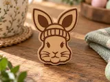 [Laser cut and engrave] Wooden Easter Bunny Head Wearing a Beanie Hat