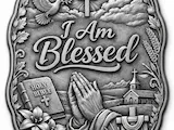 [Laser cut and engrave] I Am Blessed Religious Wall Plaque with Praying Hands and Cross