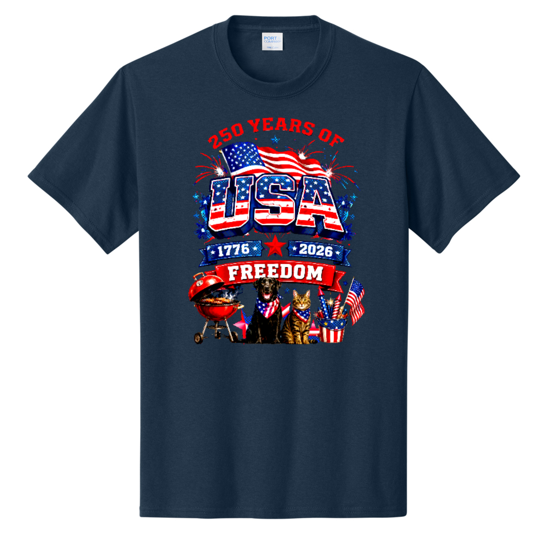 [Laser cut and engrave,DTF Printing,Other,Inkjet printing] 250 Years of USA Freedom Patriotic Graphic with Dog and Cat
