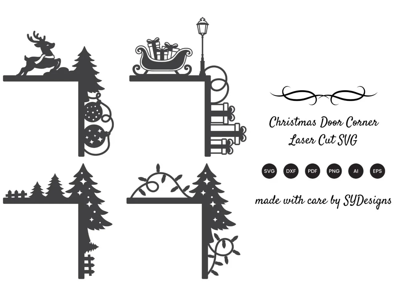 [Laser cut and engrave] Christmas Themed Door Corner Laser Cut