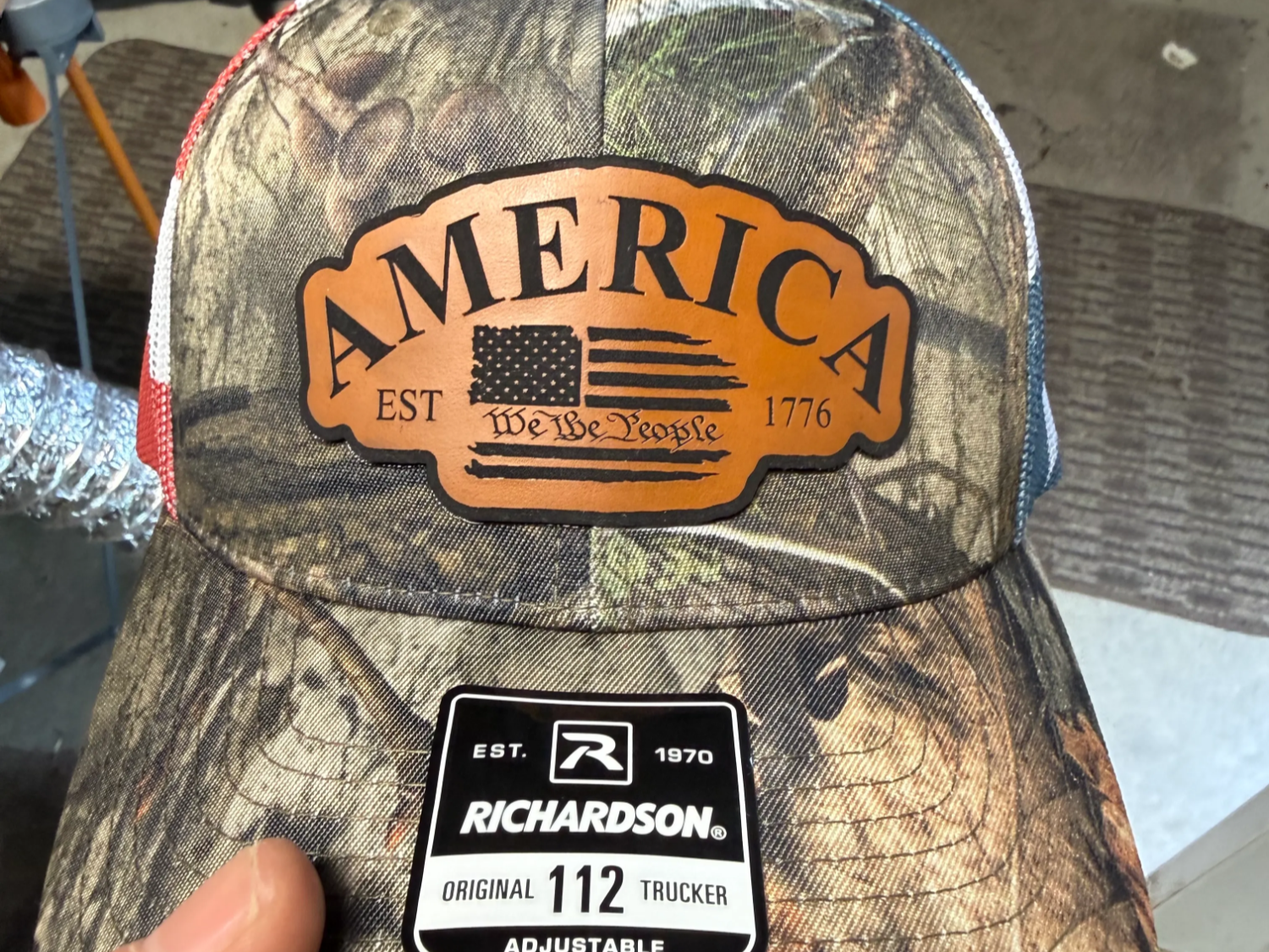 Leatherette hat patch