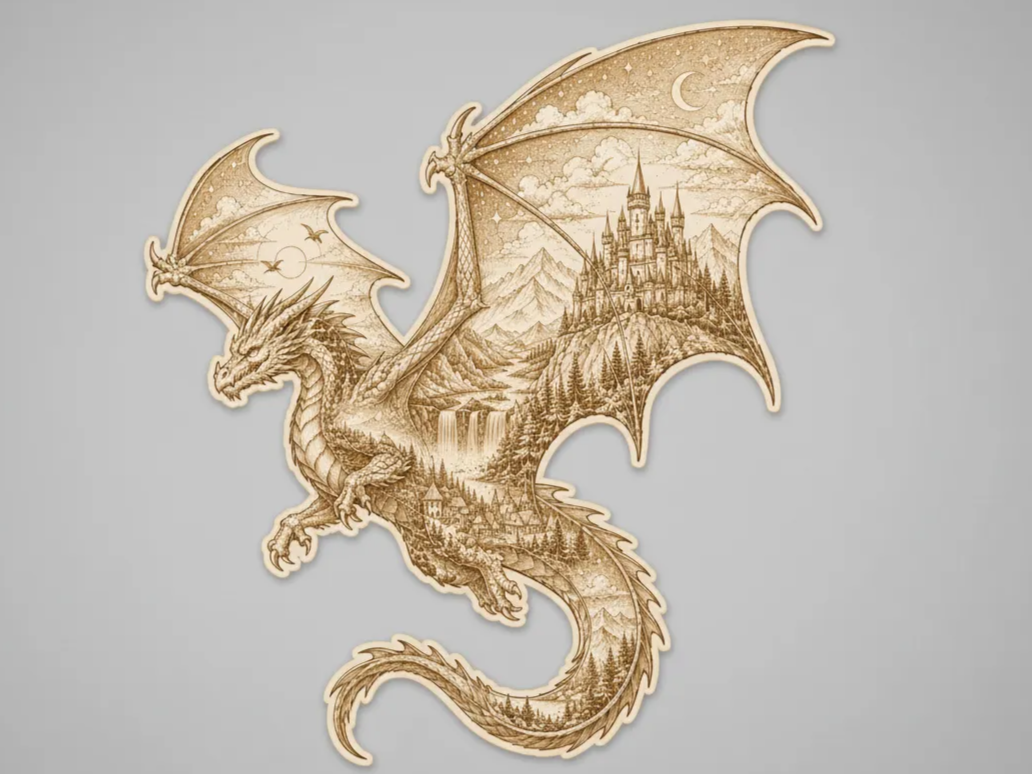 Dragon of the Enchanted Kingdom – Flying Fantasy Dragon Laser Engraving