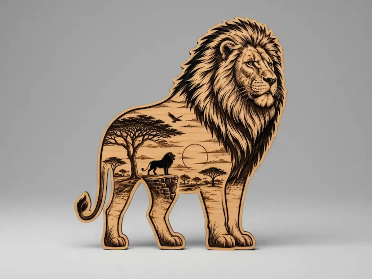 Lion Scenic Cut and Engrave