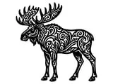 [Laser cut and engrave] Intricate Filigree Moose Wall Art Silhouette