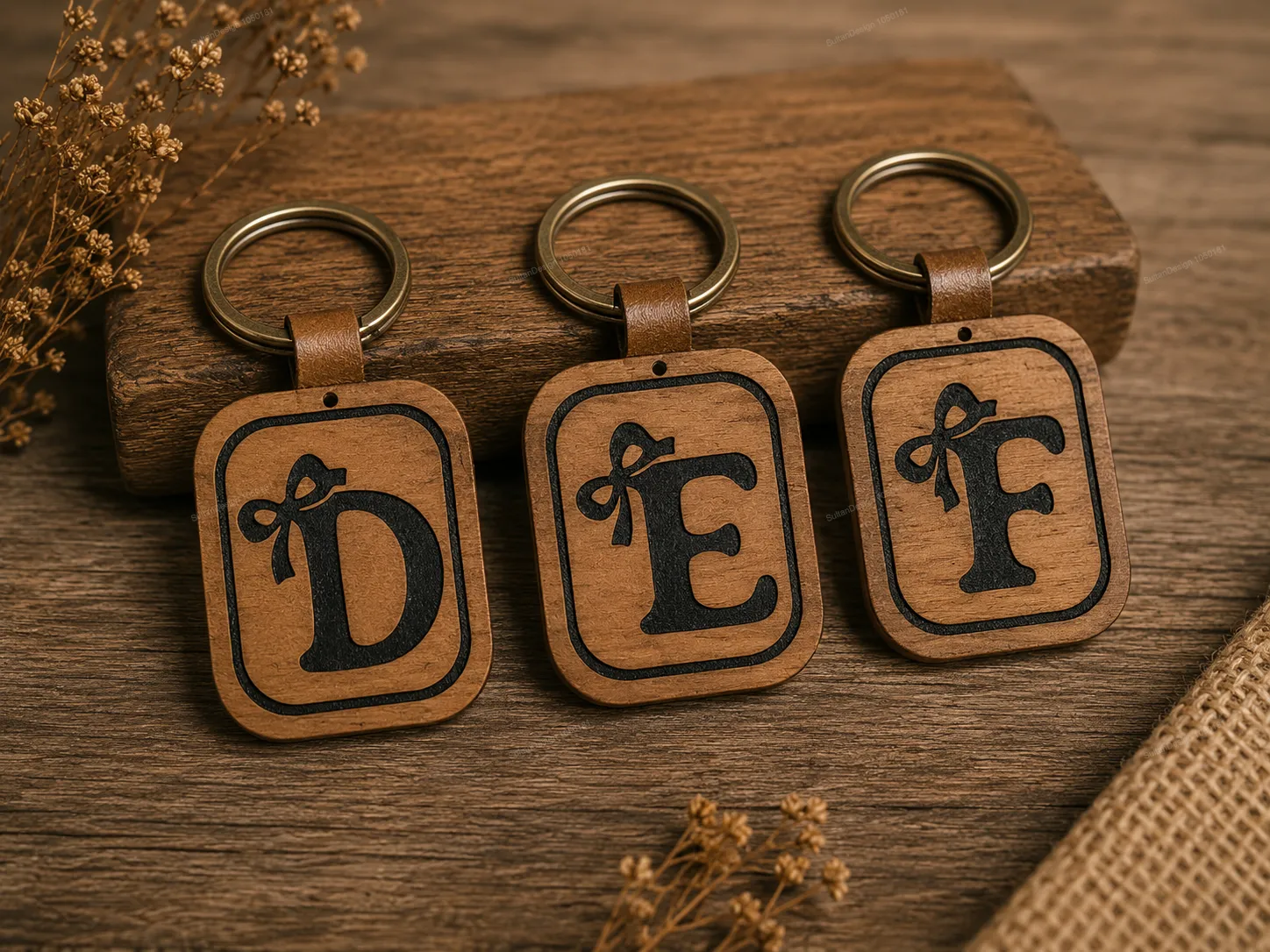 Aesthetic Coquette Bow Alphabet D E F Keychain SVG Laser Cut Designs