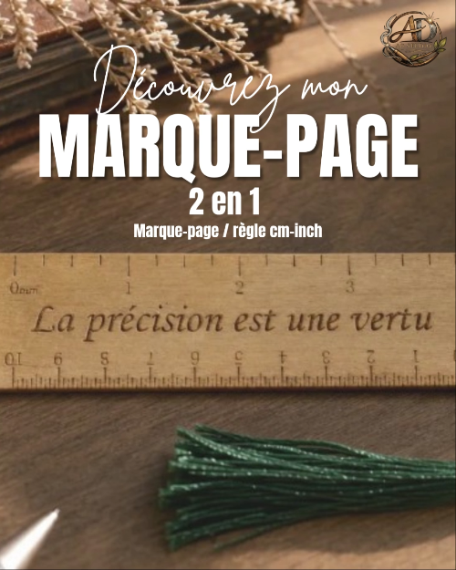 [Laser cut and engrave] Marque-page en bois avec règle graduée et pompon vert