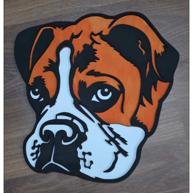 [Laser cut and engrave] Figura de pared con silueta de perro bóxer