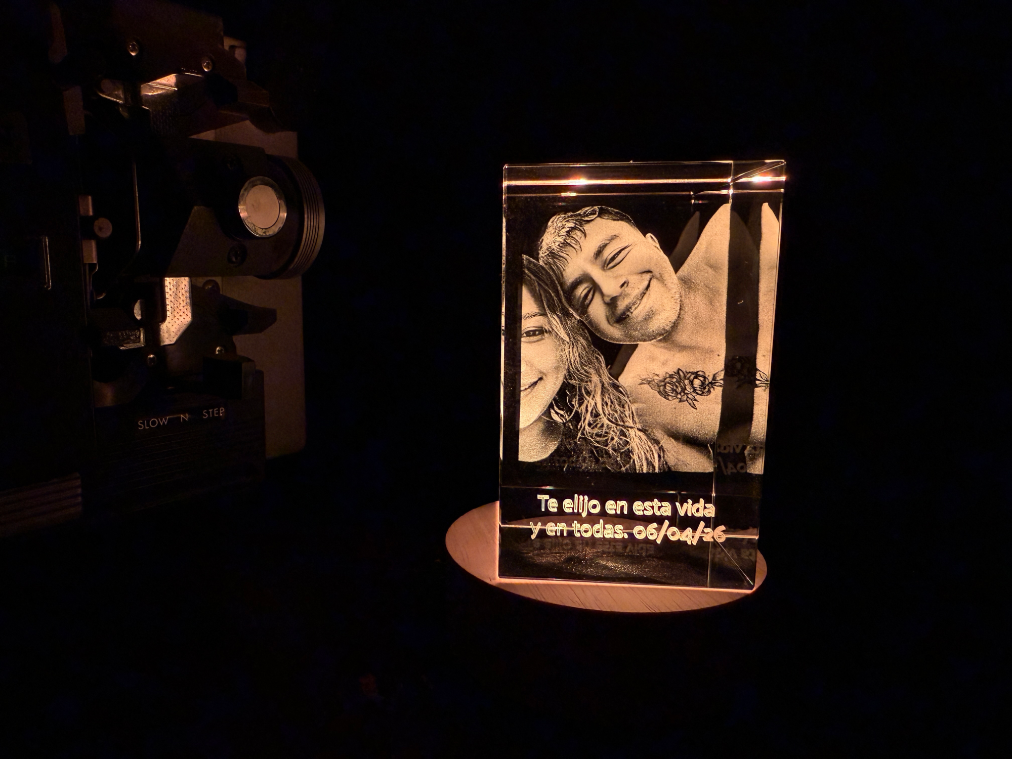 Crystal Photo Block with Couple Portrait personalized photo gift design