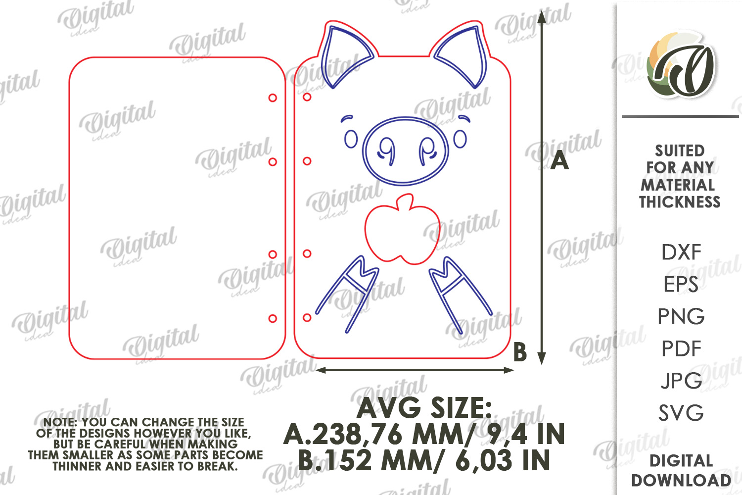 [Laser cut and engrave] Cute Notebook Covers Bundle. Animal Journal Cover Laser Cut Files. Kids Notebook. School SVG. 4 Ring Binder. Children's Planner