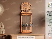 [Laser cut and engrave] 3D Fishing Rod Racks bundle. Fishing lure display laser cut files. Fisherman gift svg. Lake house wall decor. Hanging fishing pole organizer