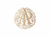 [Laser cut and engrave] Monogramme doré orné avec les lettres AR sur fond vert texturé
