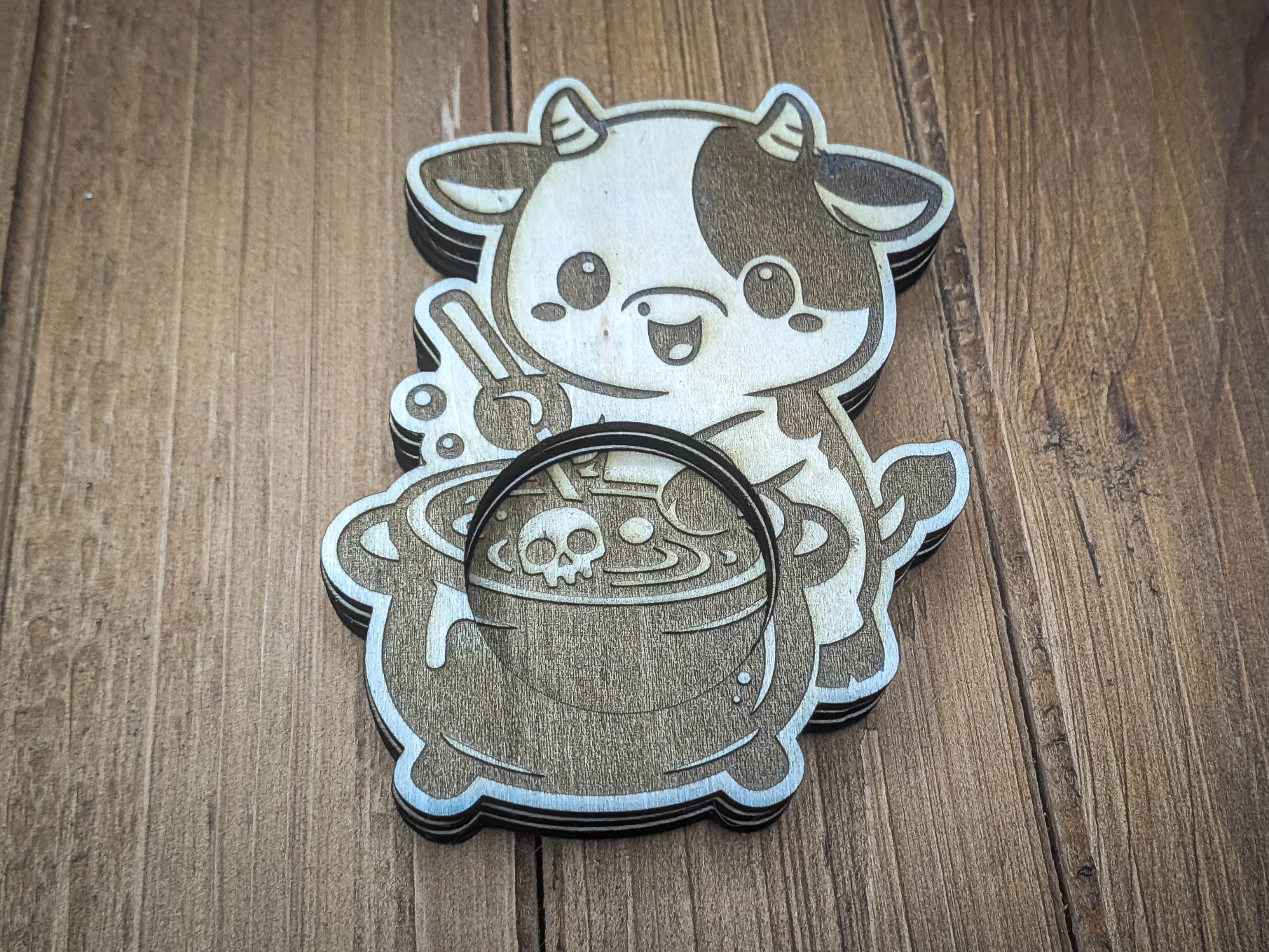 🐄 Cute Cow Birthday Tealight Candle Holder Laser Cut from Birch Plywood | Handmade Gift