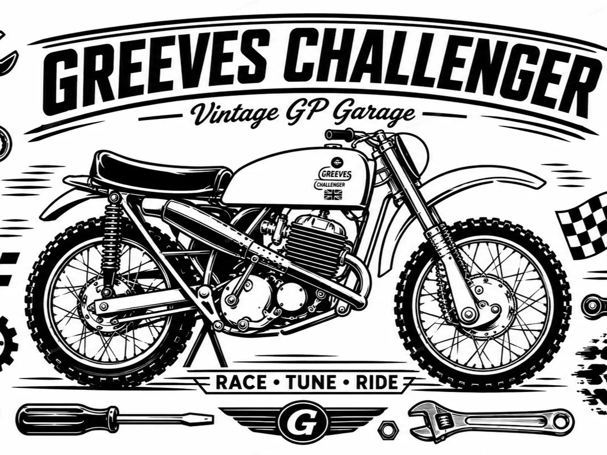 30-001 - Greeves Challenger Vintage GP Garage Tumbler Design