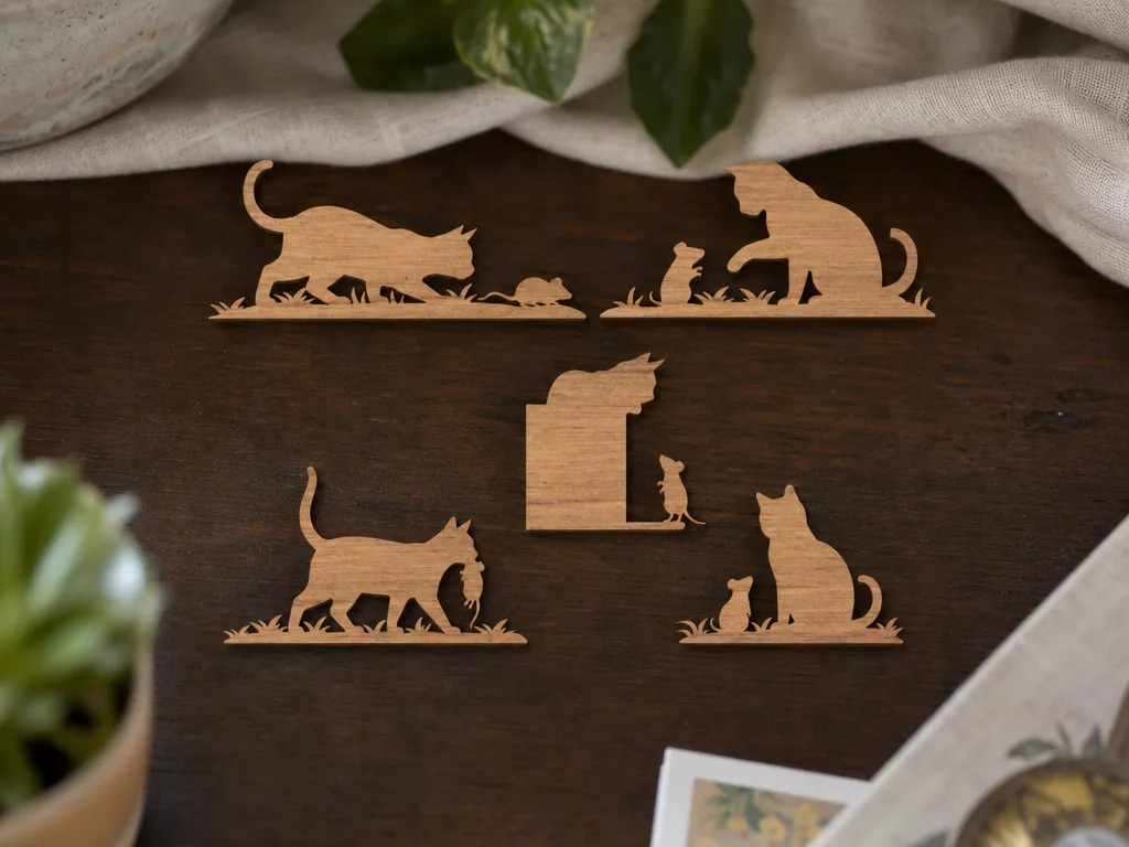 Cat and Mouse Silhouette Figurines