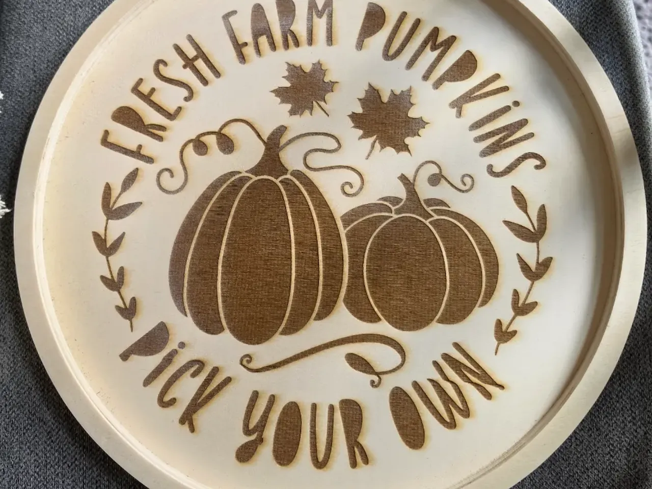 [Laser cut and engrave] Fresh Farm Pumpkins Pick Your Own Round Wooden Sign