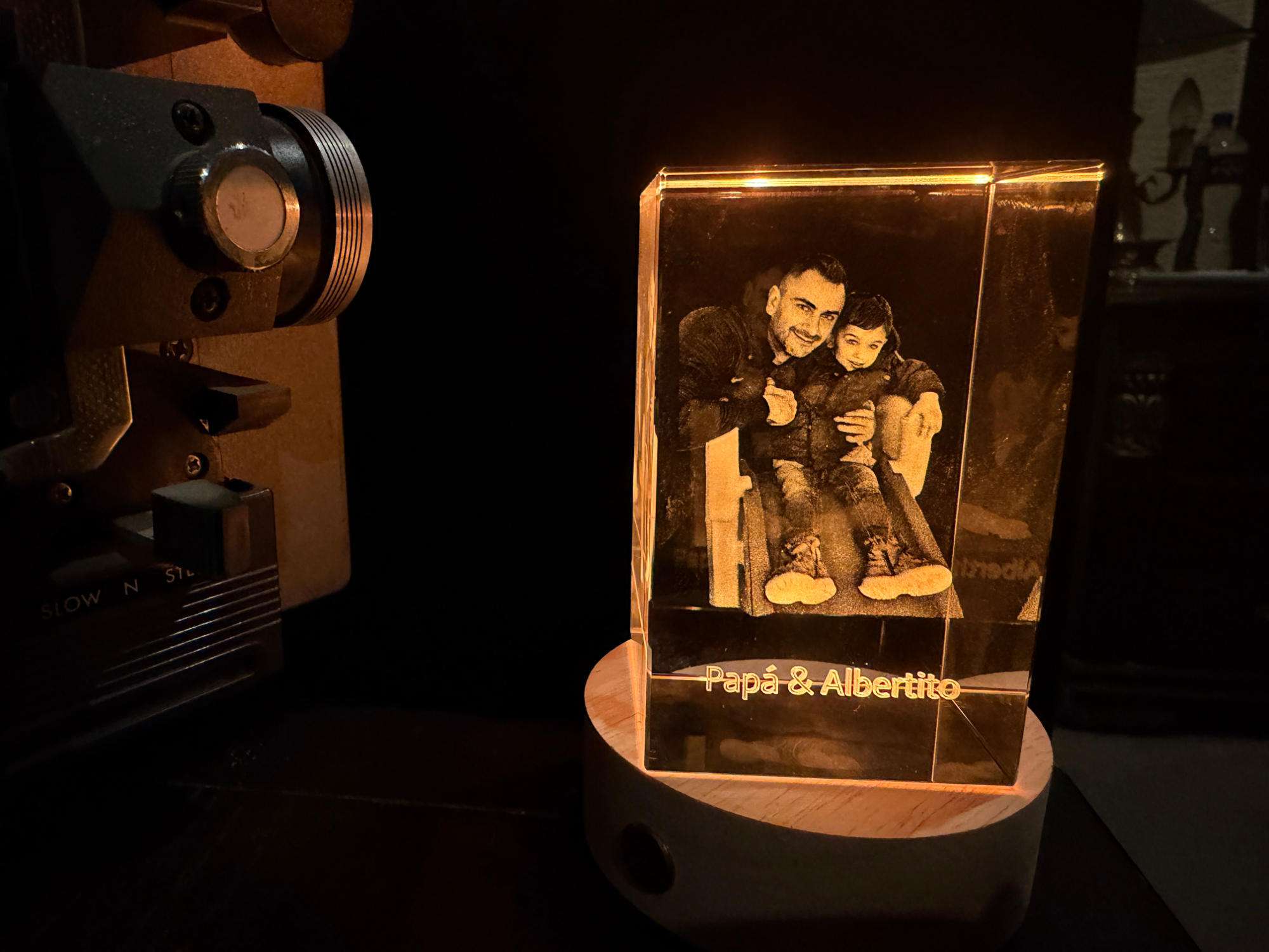 Personalized 3D Photo Crystal Block with Lighted Base
