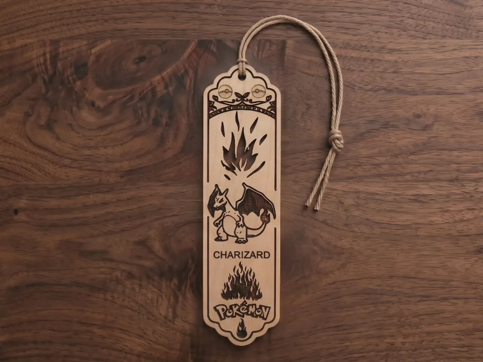 Charizard Pokemon Themed Wooden Bookmark