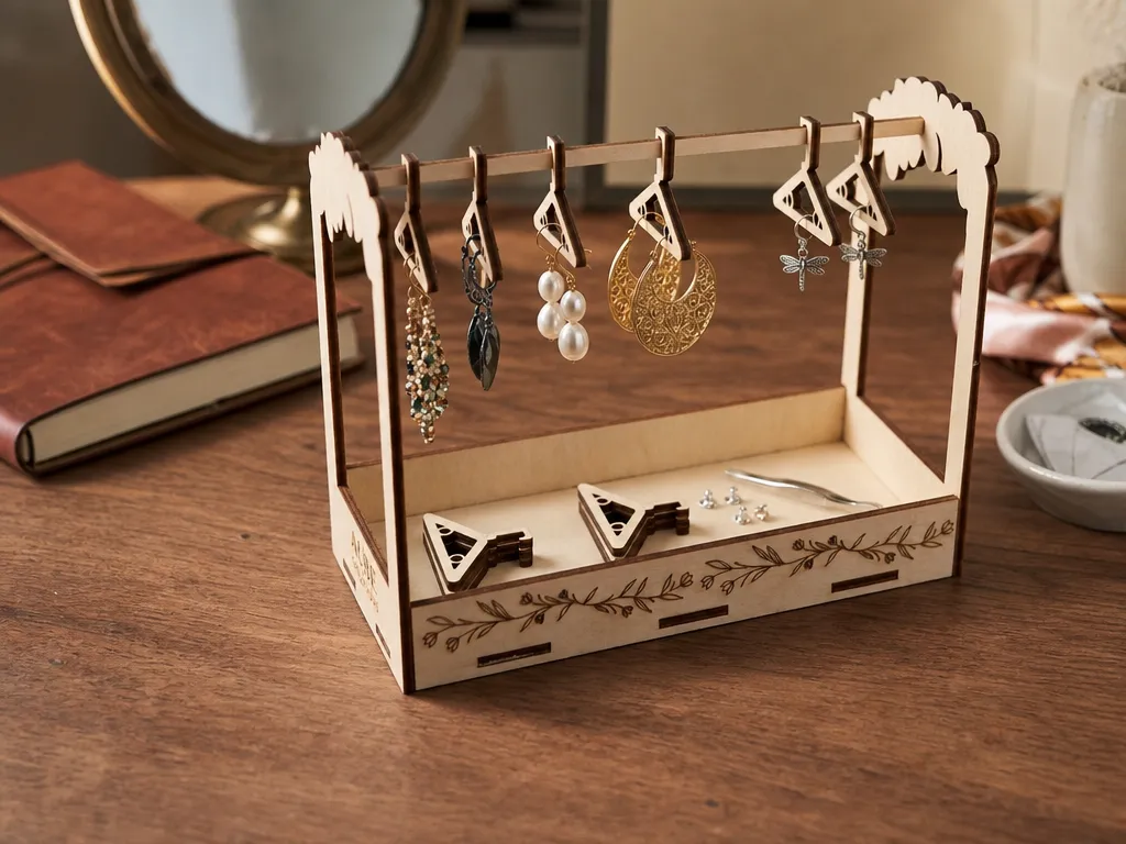 Porte-bijoux avec cintres miniatures pour boucles d'oreilles
