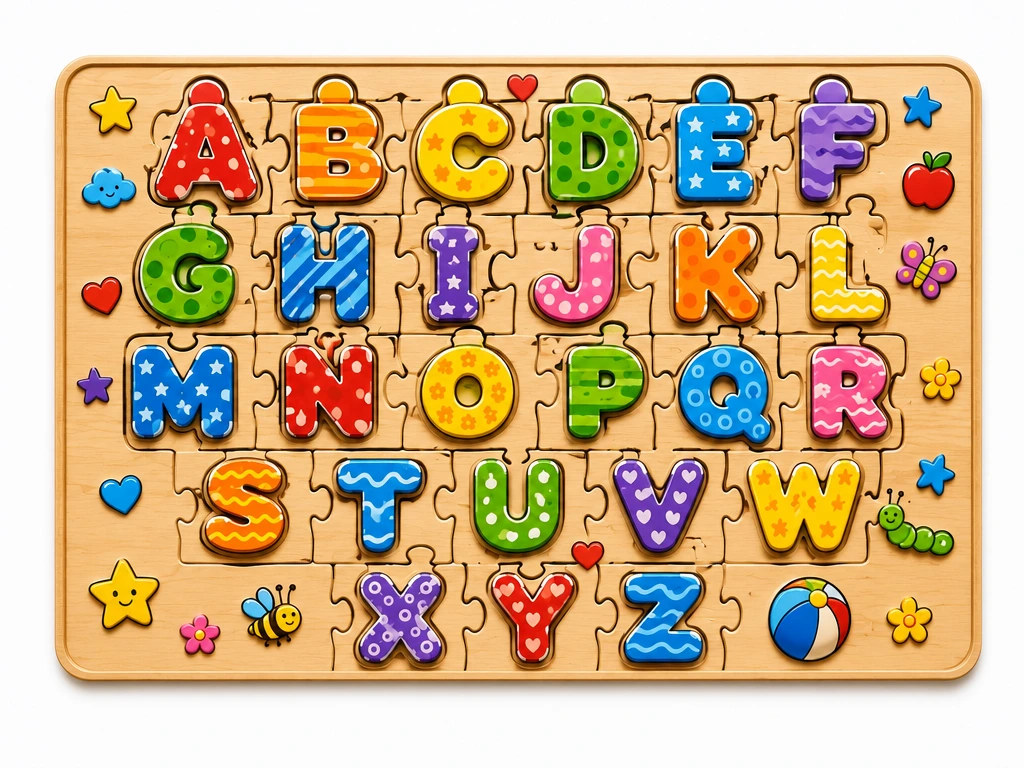 Colorful Wooden Alphabet Jigsaw Puzzle for Children