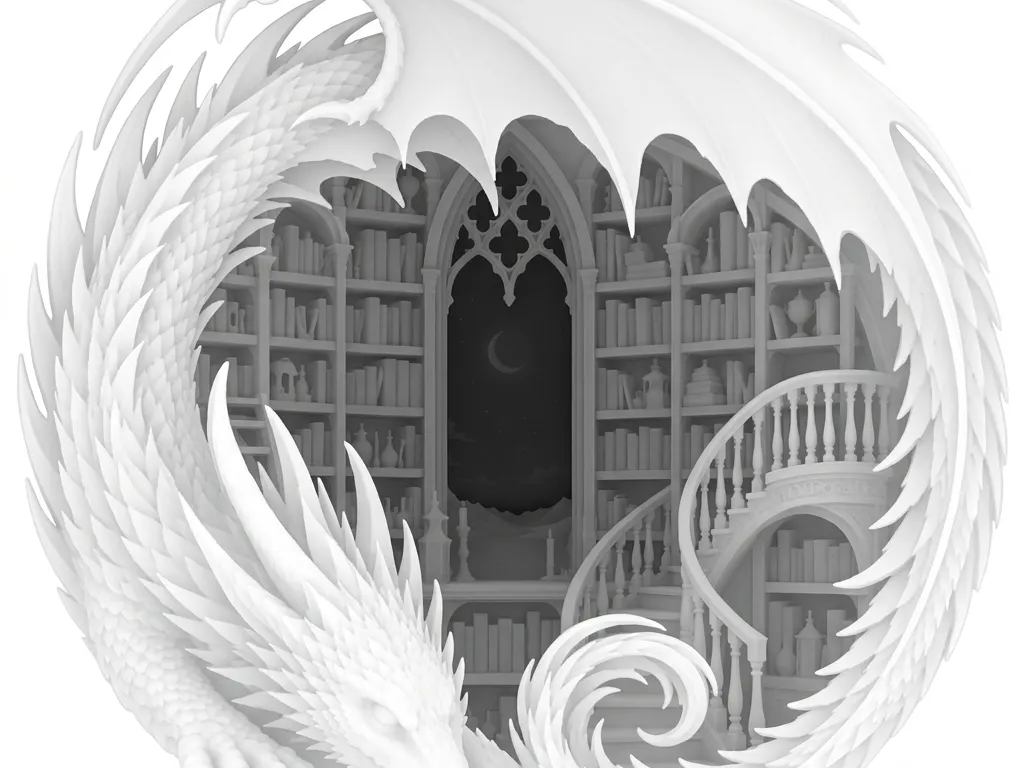 Dragon guarding a library