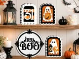 [Laser cut and engrave] Halloween Tiered Tray SVG Bundle, Arched Ghost Boo Decor Set, Round Hey Boo Sign, October 31 Shelf Sitter, Glowforge Laser Cut Files,CNC File, xTool