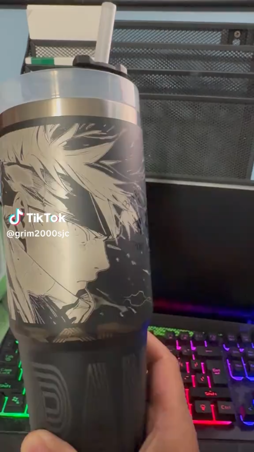 [Laser cut and engrave] Kakashi Hatake anime character stainless steel tumbler with straw