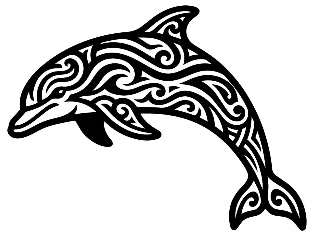 [Laser cut and engrave] Dauphin avec motif tribal ornemental