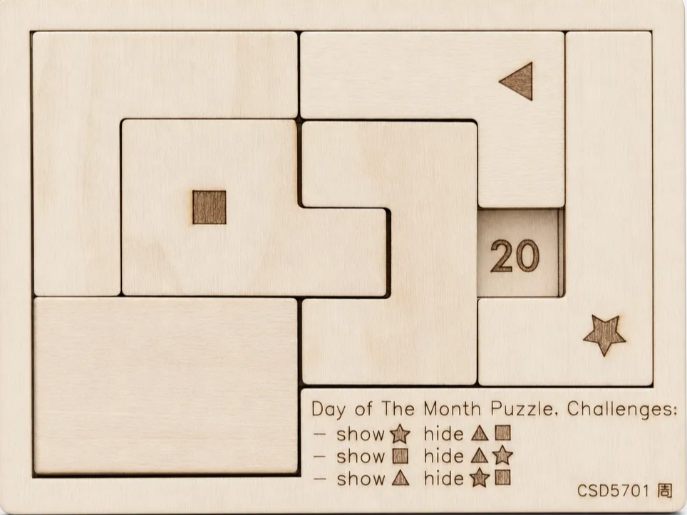 Calendar Puzzle, Day of the Month, Square Grid, Multi-level Challenges