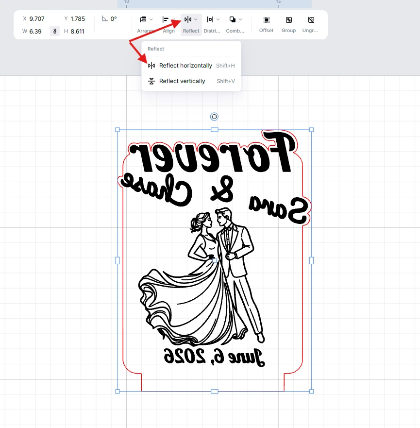 Bảng hiệu đám cưới được thắp sáng instruction: step 3 - Khắc và cắt