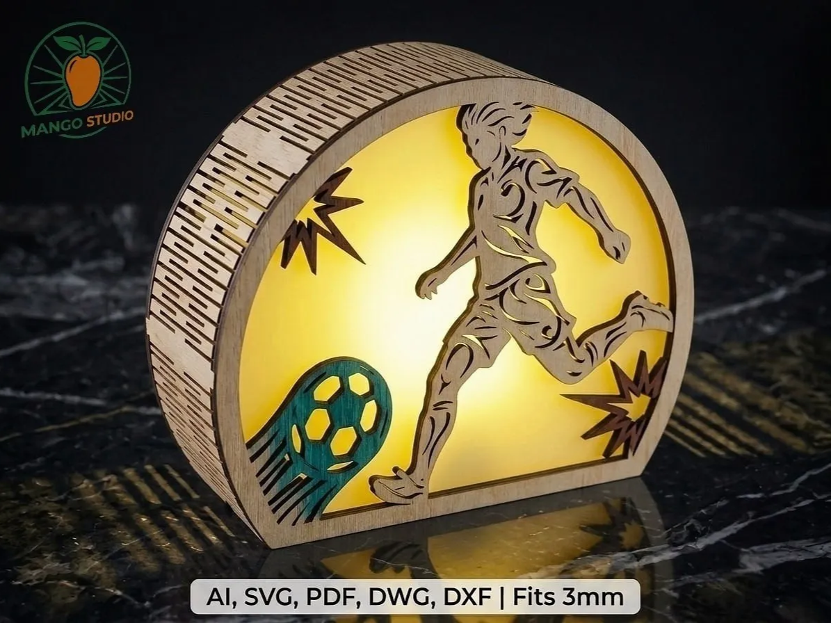 3D Soccer Lamp Laser Cut File S2 3mm