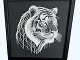 [Laser cut and engrave] Tableau encadré avec illustration géométrique de tête de tigre