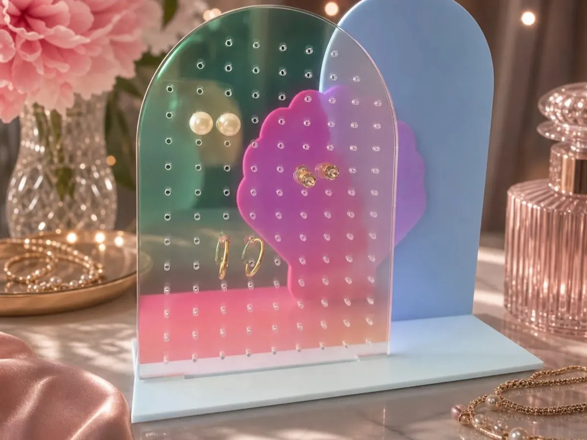 [Laser cut and engrave] Iridescent Arch Earring Holder Stand