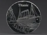 [Laser cut and engrave] Runder Schieferuntersetzer mit Titanic Motiv