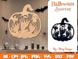 [Laser cut and engrave] Halloween Pumpkin Wall Decor Bundle SVG | 12 Laser Cut Pumpkin Designs | Wooden Halloween Wall Art