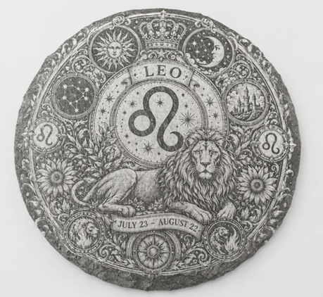[Laser cut and engrave] Leo Zodiac Sign Slate Coaster with Lion Motif