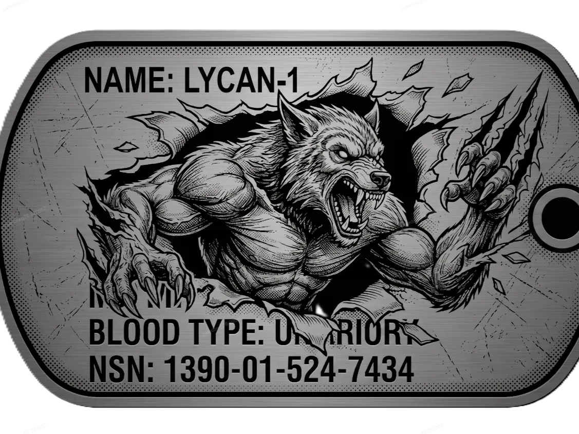Lycan-1 Werewolf Military Style Dog Tag