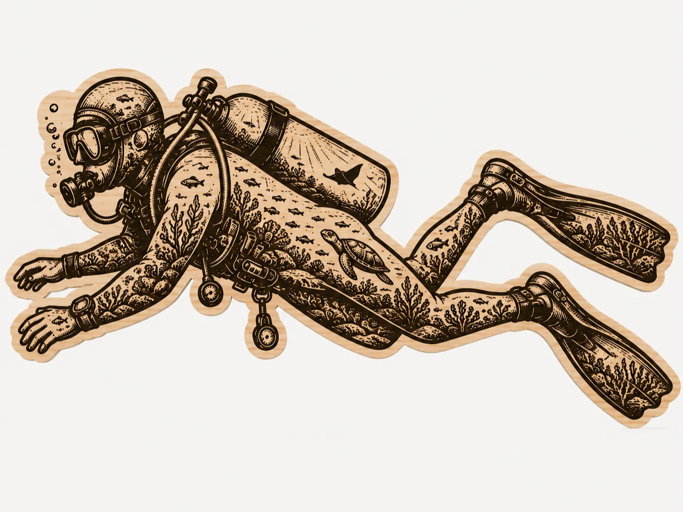 Plongeur sous-marin avec faune marine
