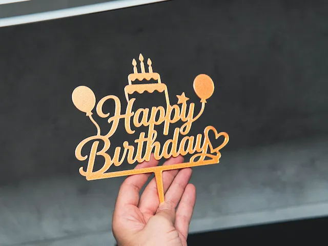 Gold Glitter Happy Birthday Cake Toppe