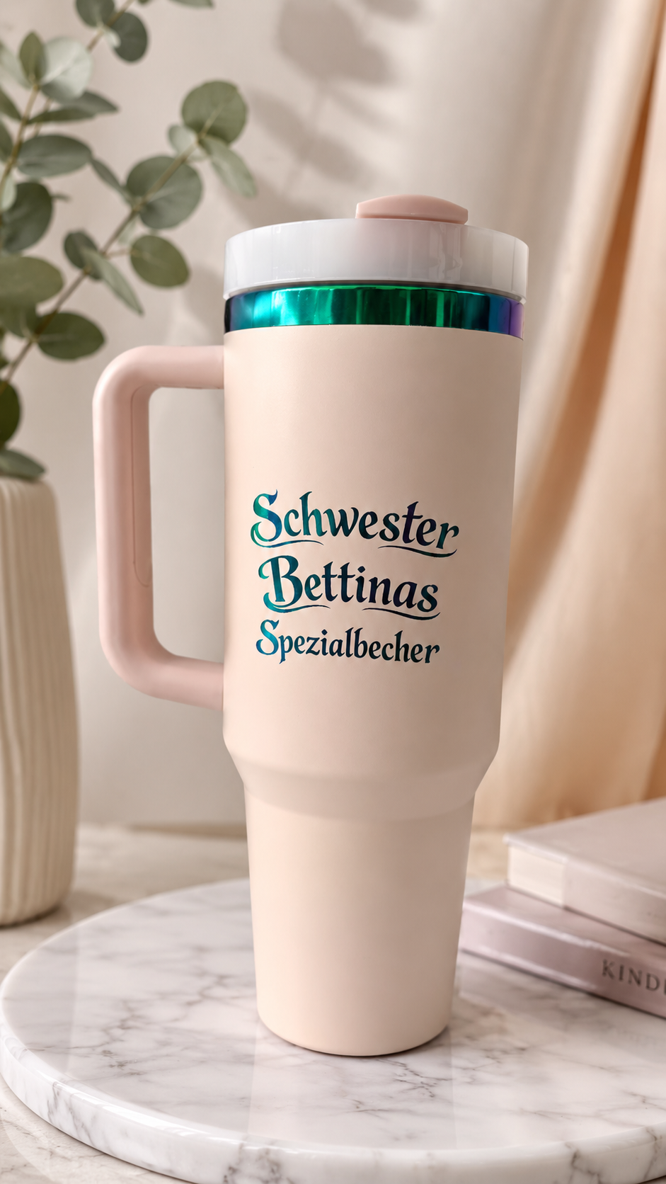 [Laser cut and engrave] Personalisierter Trinkbecher mit Henkel und Aufschrift Schwester Bettinas Spezialbecher