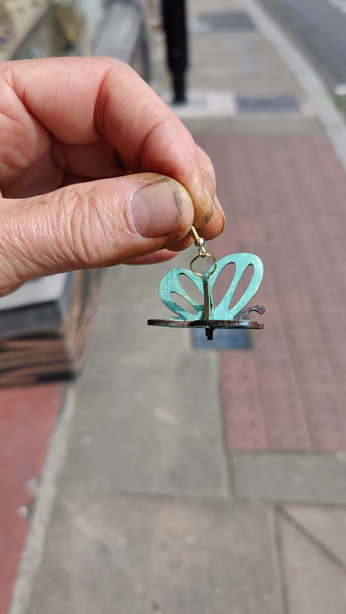 [Laser cut and engrave] 3D drop butterfly earrings