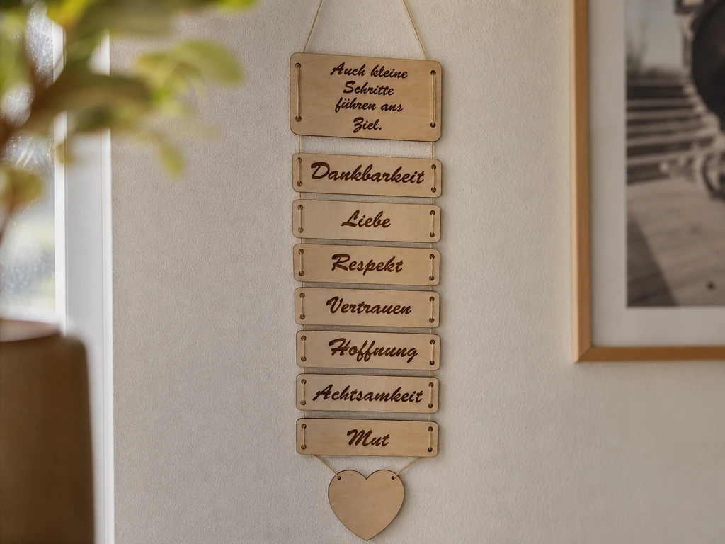 Wandschild mit Lebensweisheiten und Werten zum Aufhängen