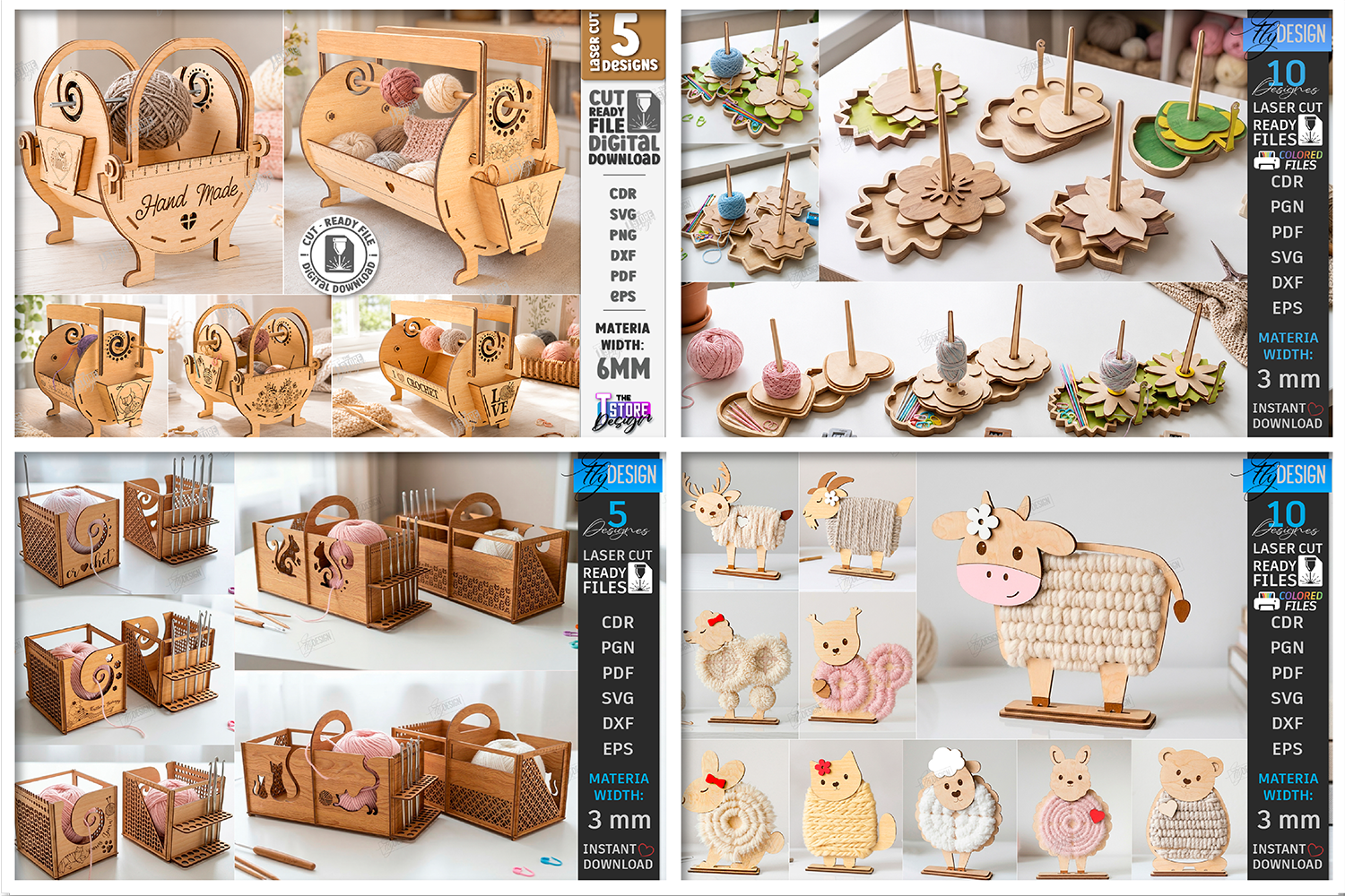 [Laser cut and engrave] Needlework and Knitting Organization Accessories Collection Laser Cut Mega Bundle